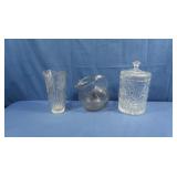 Vintage Cut Crystal Glassware, Jar W/Lid, Pitcher