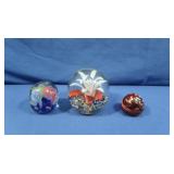 3 Paper Weights, 1 Big White & Orange Flower, 1