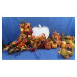 Miscellaneous Fall lot, Plastic Pumpkins, Flowers