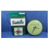 Vintage Salem Cigarette Clock & Bacardi Clock
