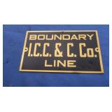 Boundary I.C.C.&C.Co. Line Metal Sign
