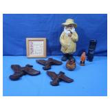 Hand Carved Wooden Statue, Wooden Ducks & More