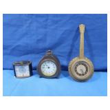 3 Vintage Miscellaneous Cast Brass or Iron Clocks
