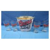 Coors Light Bucket With 4 Glasses