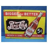Embossed Pepsi Tin Sign (Yellow) 16.75x12"