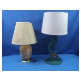 2 Light with Shades, 1 Blue Cast Metal & 1