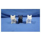 3 Vintage Westmoreland Glass Dogs, 2 White, 1