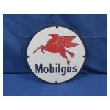 VIntage Porcelain Mobil Gas Round Sign 11.75"