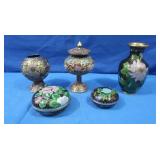 Vintage Painted Brass Vase & More