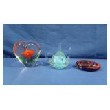 3 Paper Weights, 1 Big Reddish Orange Flower, 1