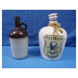 2 Vintage, 1 Whiskey Bottle, 1 Strychnine Poison