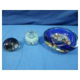 2 Vintage Paper Weights, 1 Dark Blue Swirl, 1