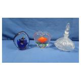 2 Vintage Paper Weights, 1 Orange Flower, 1 Blue