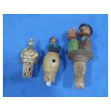 3 Vintage Carved Wooden Stoppers