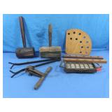 Antique Iron Fireplace Lighter,Tongs,T-handle