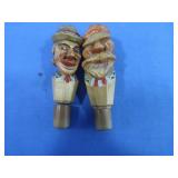 2 Vintage Arni Carved Wooden Stoppers-5"H