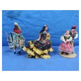 Folkart Woman on Donkey-6"H,Polish Ethnic Doll