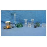 Wod CoaterSets,Candle Sticks,GreenGlass Turtle