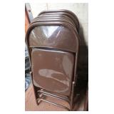 6 Brown Metal Folding Chairs