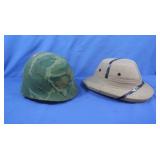 Vietnam War Era M1 Helmet w/Camo Cover&Pith