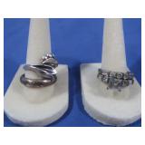 4 Sterling Rings,2 w/Stones  14.5gr TW