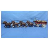 Vintage Cast Iron Clydesdale Horse Drawn Beer