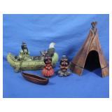 Ceramic&Plastic Native American Figures