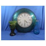 Lg Wall Clock&Glass Vases