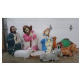 Large Blow Mold Nativity Figures(9) Tallest 26"H