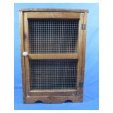 Wooden Cabinet w/Metal Mesh Door 16.5x9.5x24"