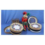 Porcelain Plates-NIB,Cocktail Glass&Jester Doll