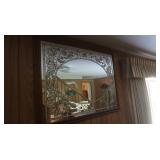 Flowered Mirror in Oak Frame-34x44