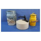 Vintage Polish Yellow Enamelware Milk