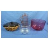 Anchor Ovenware Casserole Dish w/Basket,Vintage