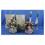 Vintage Table Lamps&Vintage Vases w/Flower Decor
