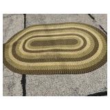 Green Braided Rug,102x63",has stains,needs cleaned