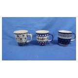 3 Boleslawiec Polish Pottery Mugs