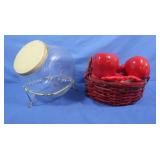 Vintage Glass Tilt Ball Canister Jar&Ceramic