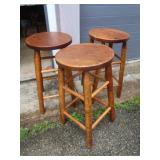3 Wooden Stools,24"H