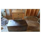 Vintage Wood Footlocker(31x17x15")&Sewing Machine