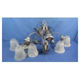 Metal Hanging Light Fixture w/Glass Light Shades