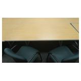 Metal & wood table 72x36x29', 2 cushioned arm