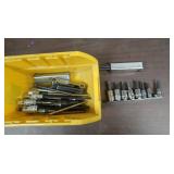 Folding hex key sets, long reach hex bit sockets,