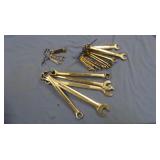 Combination wrenches, various sizes, some