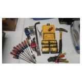 Pry bar, Stanley hammer, craftsman screwdrivers &