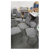 6 Cushioned metal chairs