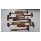 Assortment of ballpeen hammers, some craftsman