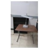 Metal & wood table 30x36x26.5', metal bookshelf