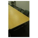 Metal & wood table 72x36x29', 2 cushioned arm