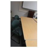 Metal & wood table 72x36x29', 2 cushioned arm